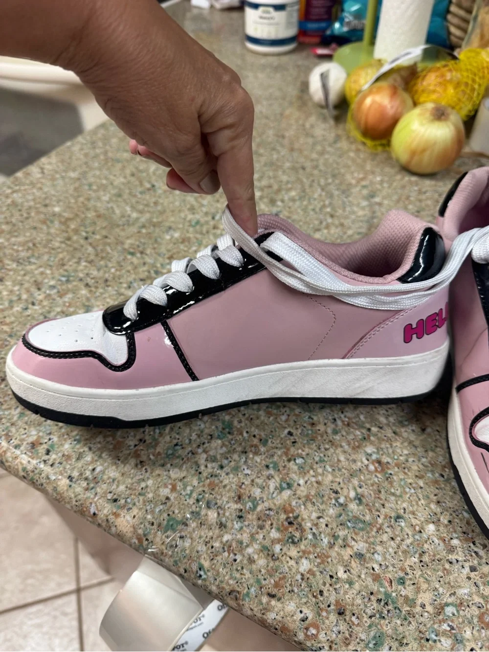 Hello Kitty Pink Womens 9 Lace-Up Sneakers